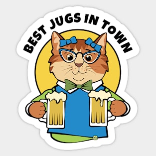 Best Jugs in Town Beer Bartender Cat Sticker